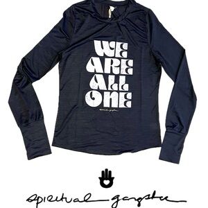 🧘NWOT Spiritual Gangster “YOGA” Active Long Sleeve WE ARE ALL ONE Small — Black